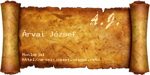 Árvai József névjegykártya